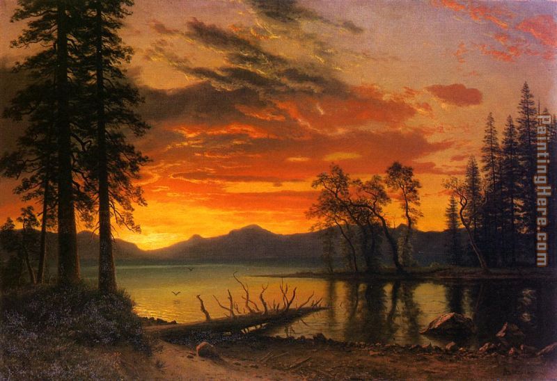 Sunset over the River painting - Albert Bierstadt Sunset over the River art painting